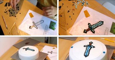 Minecraft cake.  Minecraft cakes.  Minecraft birthday cake made from cream: recipe with photo